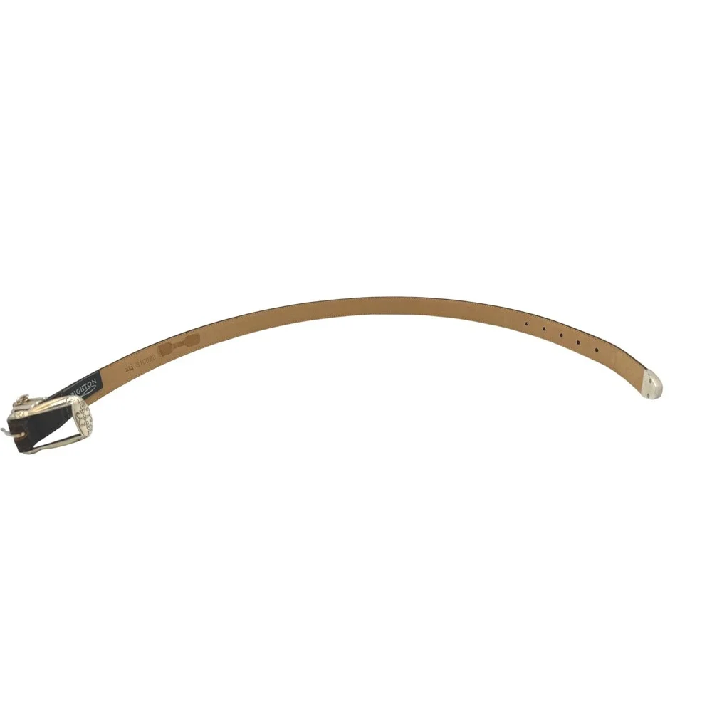 Brighton Belt Womens 30 Brown Croc Leather Silver Buckle Charm B10078